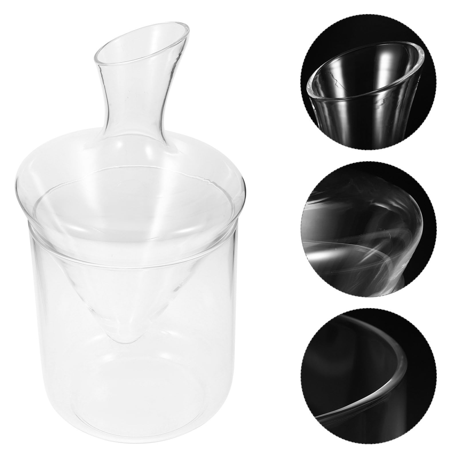Decanter per Vino in Vetro Trasparente Design Obliquo, Distributore e Secchiello per Ghiaccio in Vetro, Set per Degustazione e Servizio Vino da Bar, per Casa e Intrattenimento