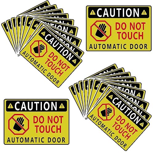 Image of CVANU Caution Do Not Touch Automatic Door Warning Safety Self-Adhesive Waterproof PVC Vinyl Sign Sticker Size (11.7inchX8.3inch) Pack of 20