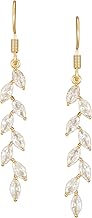 SWEETV Marquise Wedding Dangle Earrings for Brides Bridesmaid, Crystal Long Bridal Earrings for Women Prom