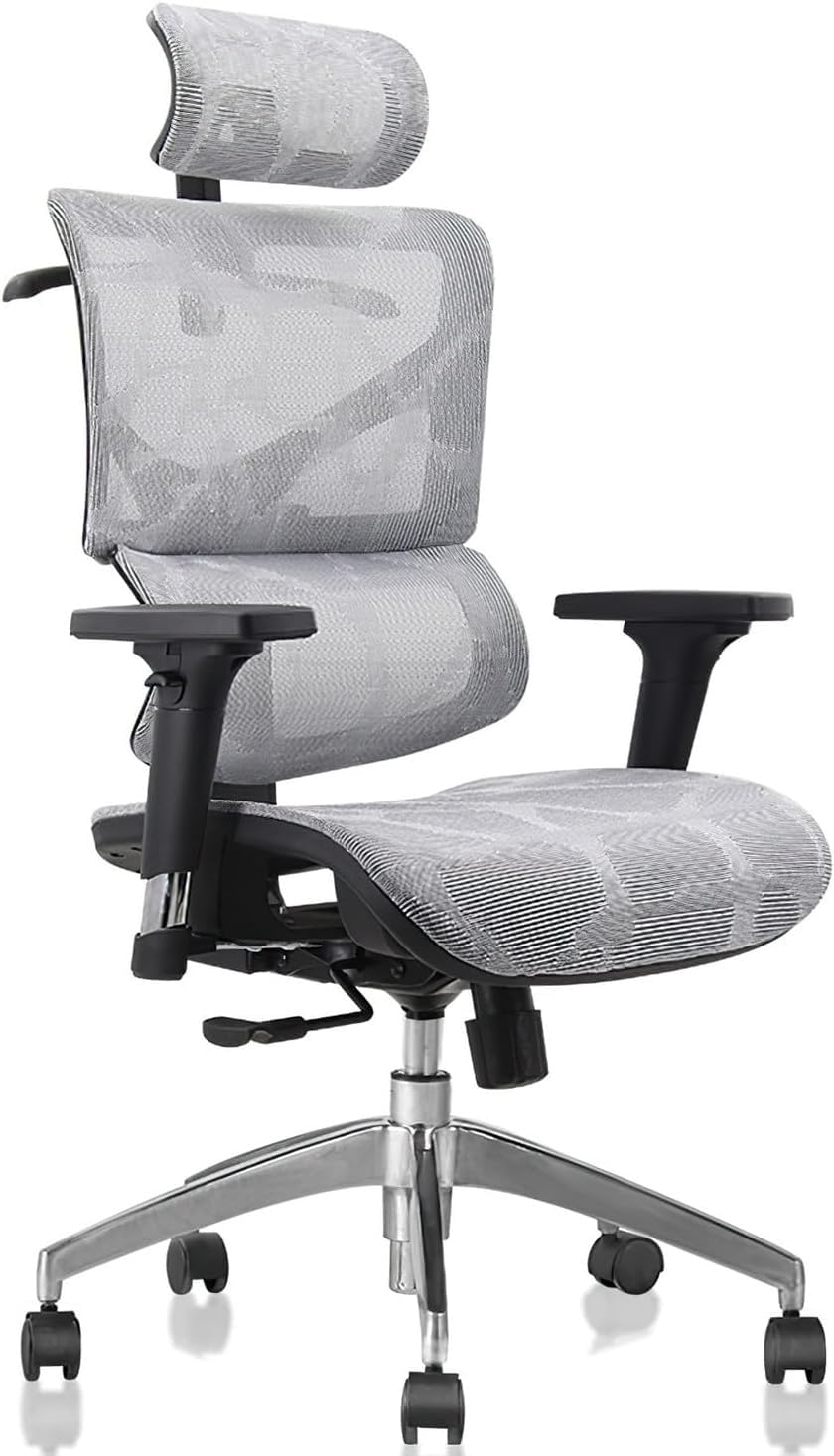 Sedia da Ufficio direzionale in Rete per Computer per casa, ergonomica, Resistente, Girevole con Schienale Alto e Funzione di inclinazione Regolabile, capacità(Grigio1-Taglia Unica