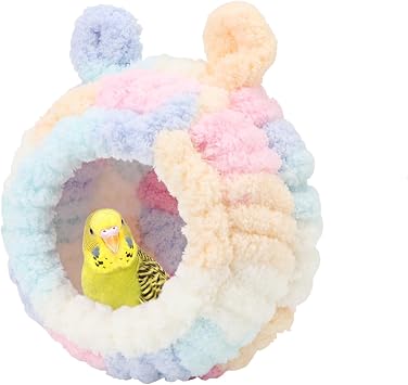 Wontee Bird Nest Bed Breeding House Winter Warm Snuggle Hut for Budgies Parakeets Cockatiels Lovebirds Canaries Multi-Colored