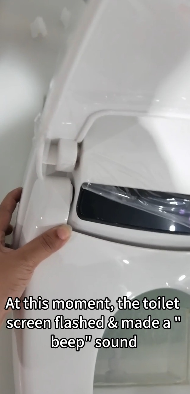 Inodoro inteligente de una pieza con bidé touchless, sensor de pie para descarga automática, asiento calefactado, limpieza dual con boquillas, secador de aire, luz nocturna LED, control remoto, inodoro moderno alargado sin tanque miniatura 7