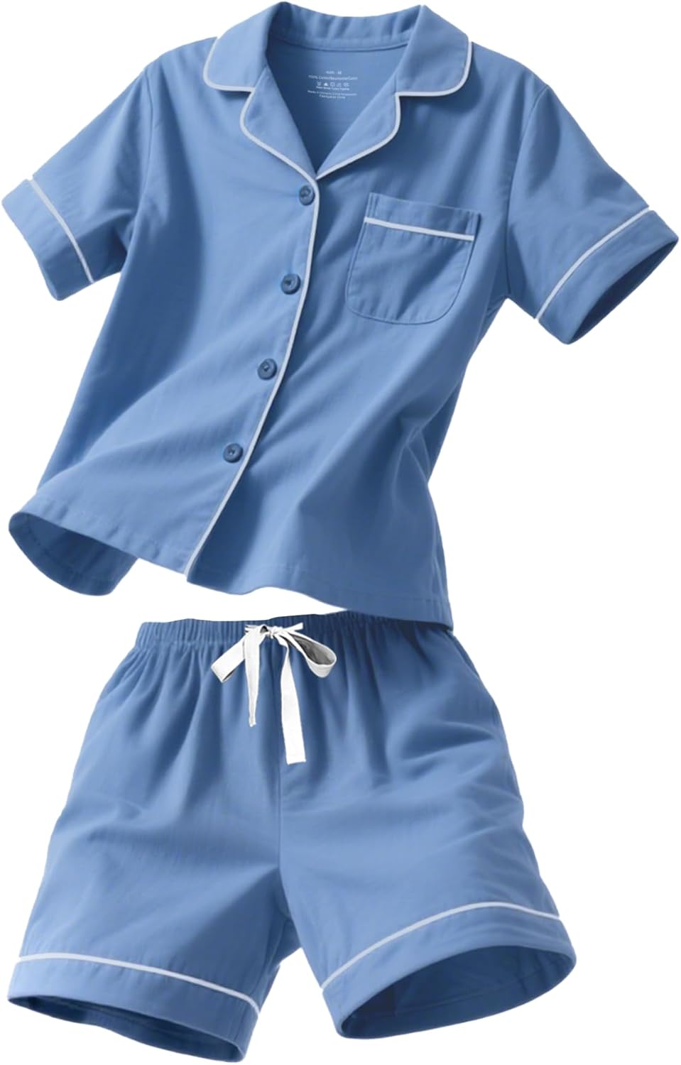 COLORFULLEAF 1Men's Pajamas Set 100% Cotton Short Sleeve Sleepwear for Men Soft Button Down Loungewear with Pockets