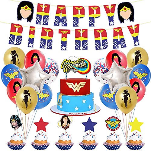 Decoración de Fiesta de Cumpleaños, Woman para Cumpleaños, Panería, Suministros para Tartas, Globos, Decoración, Kit Para Niños, Niñas, Fiestas, Suministros 44 Unidades Cover