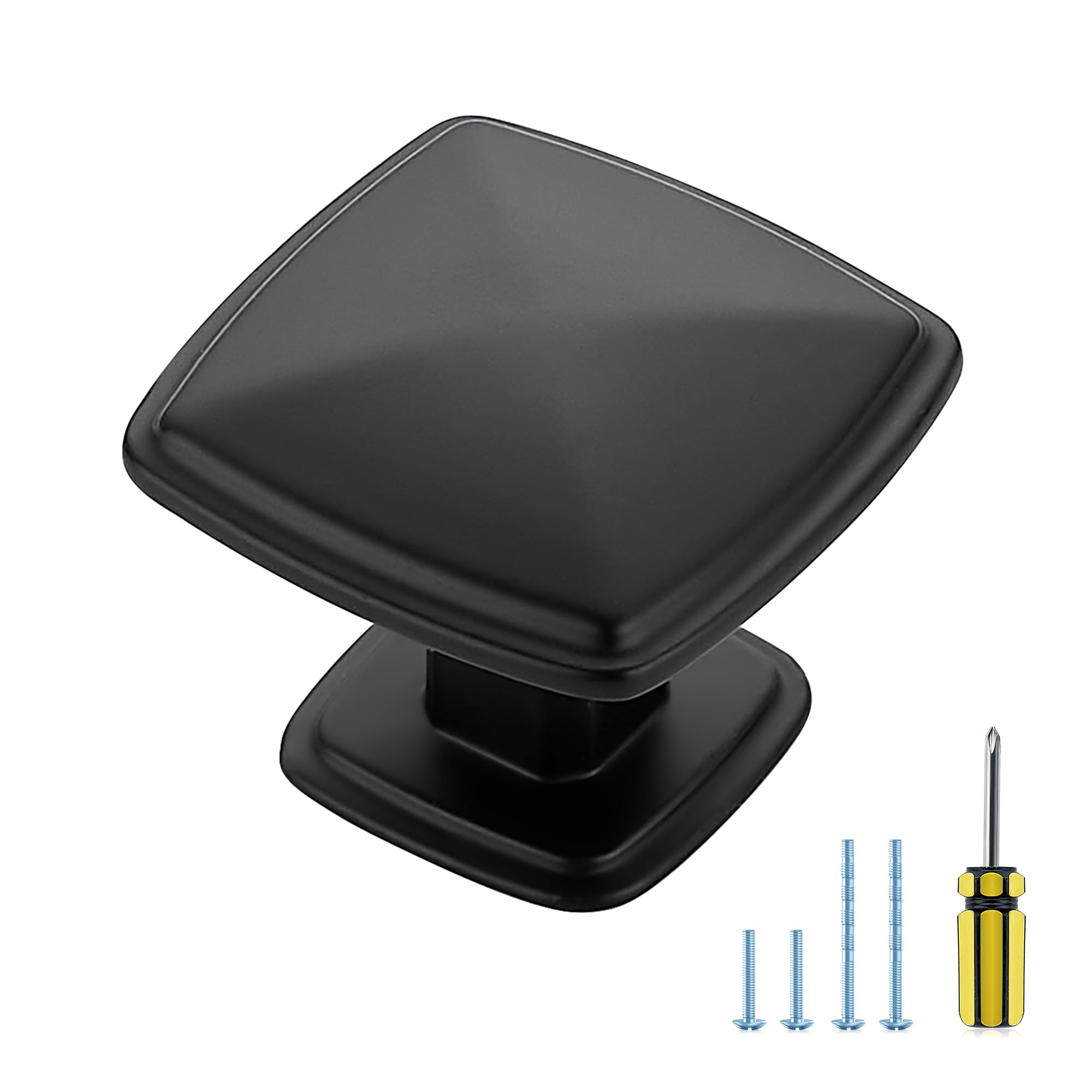 Ravinte Hardware 25 Pack Cabinet Pulls Single Hole Black Cabinet Handles Solid Suqare Drawer Pulls for Kitchen Cabinet Door Closet Door Cabinet Pulls