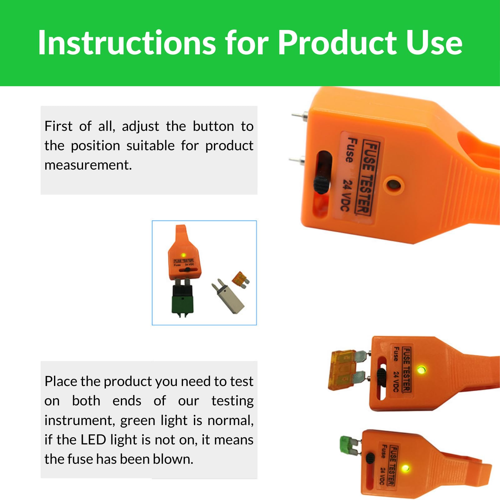 Jadeshay Fusibili Tester,DC 24V Auto Tester per Fusibile Automobilistica Multifunzionale Strumento La Rimozione dell'Estrattore di Fusibili per Fusibile di Mini Standard e Grandi con Indicatore LED