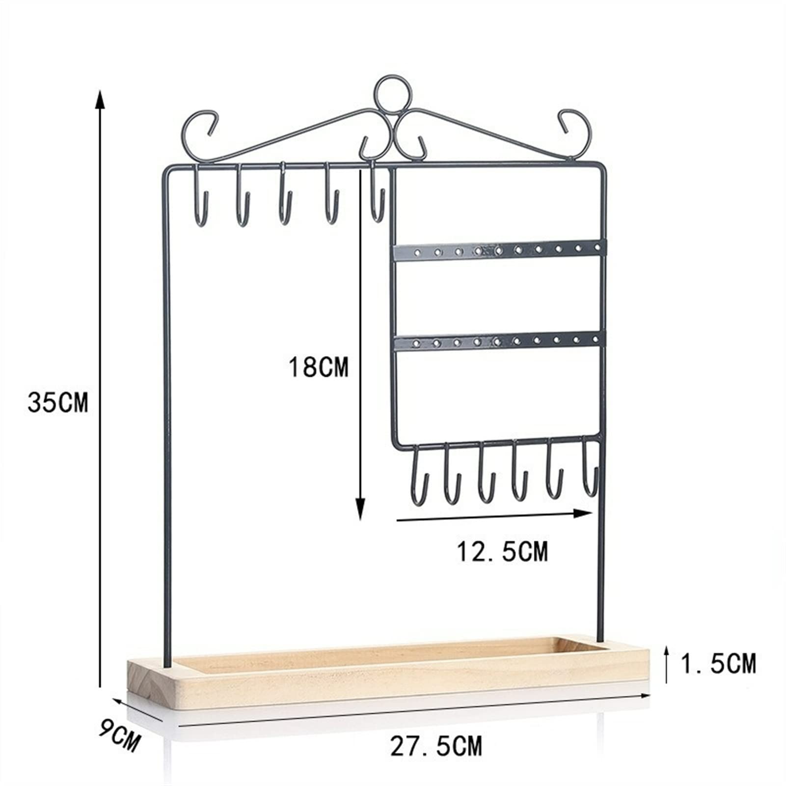 Schmuckständer, kreativer Ohrringhalter aus Schmiedeeisen, Aufbewahrungsregal für Schmuck zum Aufhängen von Halsketten, Ringen, Tablett, Schmuckständer, Schmuck-Organizer-Halter (Farbe: Weiß)