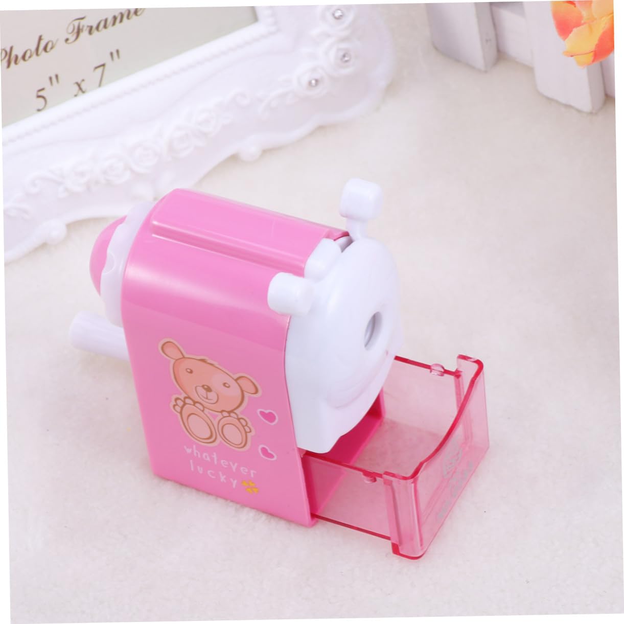 Ciieeo 3pezzi Temperamatite Manovella Cartoon Per Ragazzo Ragazza Design Casa Per Scuola e Ufficio Compatibile Con Matite Standard e Triangolari Leggero e Pratico Color Rosa