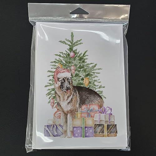 Miniatura 3 de Caroline's Treasures CK8237GCA7P Regalos de Navidad de pastor alemán y tarjetas de felicitación y sobres de árbol paquete de 8 tarjetas en blanco