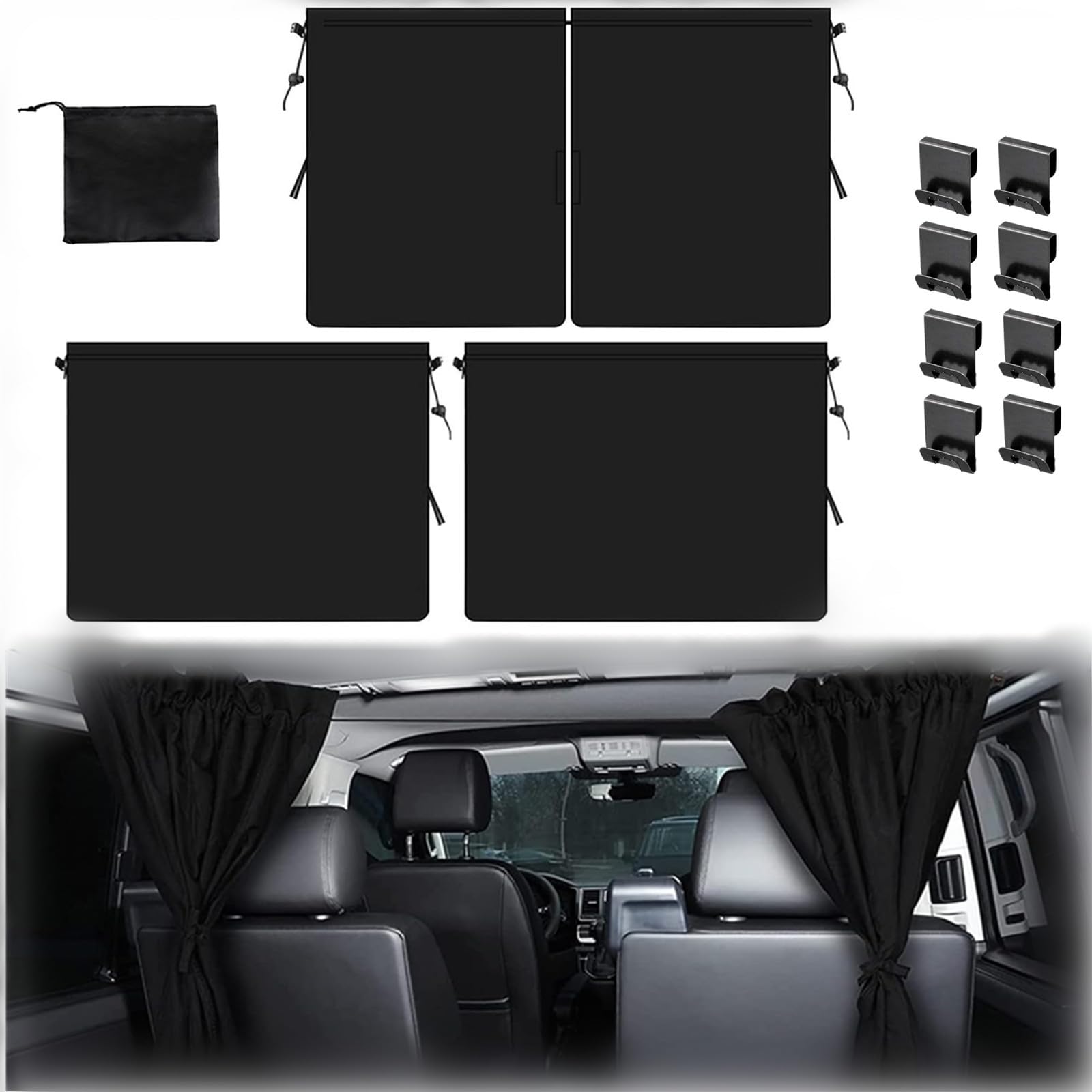 Set di 3 Tende Divisorie per Auto, Tenda Divisoria per Seggiolino Auto, Front Rear Divider Privacy Curtains Schermo Isolante, Tendine Parasole Oscuranti per Autos per la Maggior Parte Delle Autos