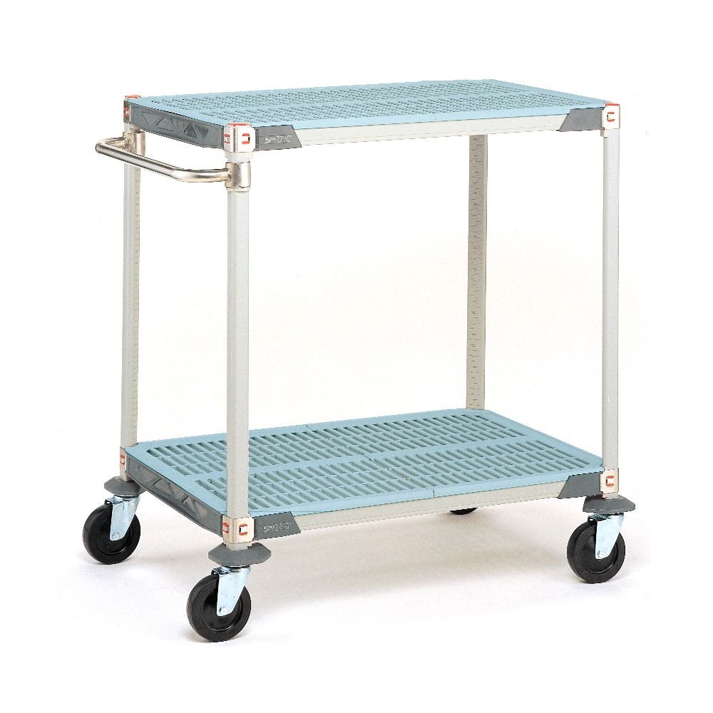 Metro MQUC1830G-25 MetroMax Q Polymer Utility Cart with 4 Swivel Casters, 2 Shelves, 900 lbs Capacity, 30" Length x 18" Width x 39-1/4" Height