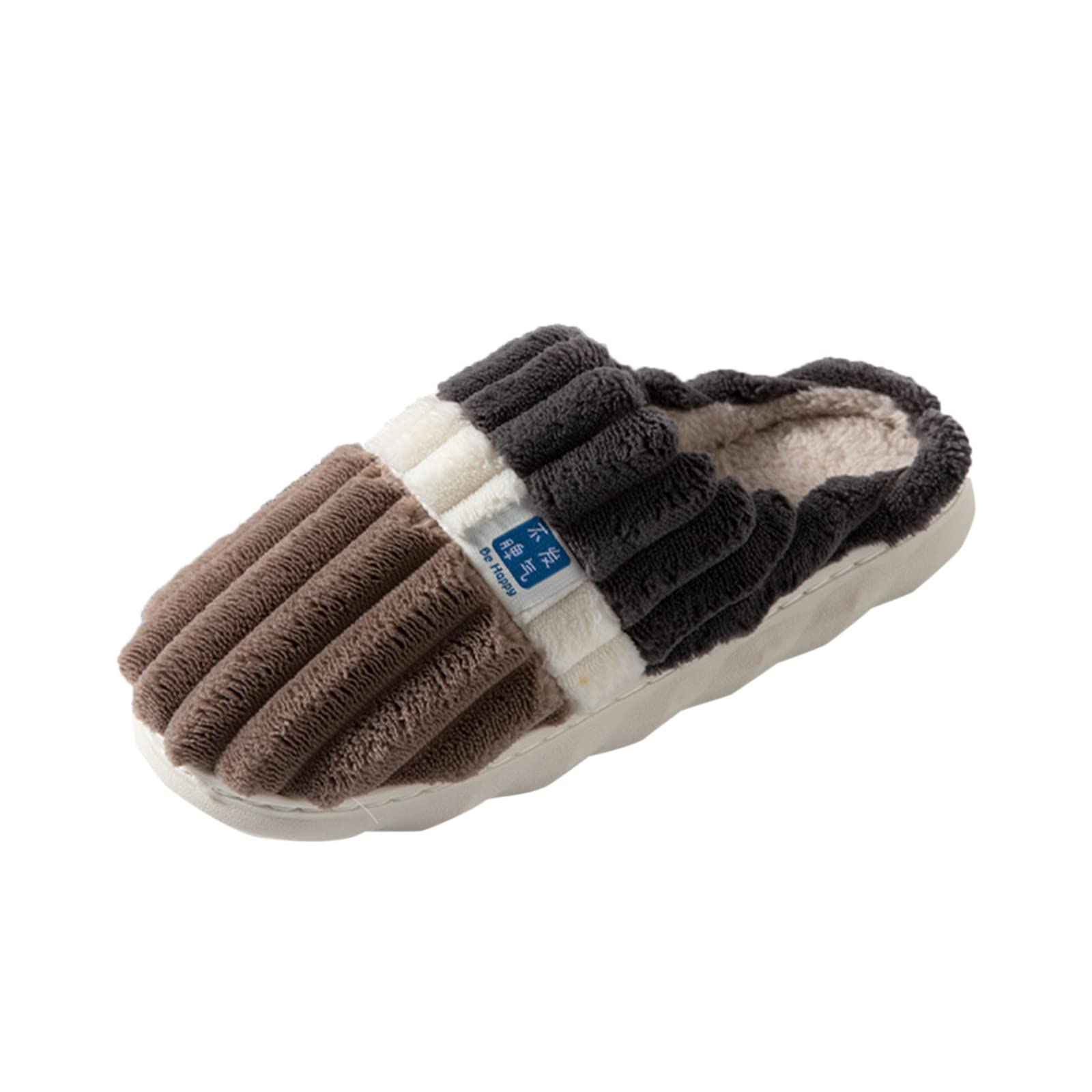 Men Slippers Autumn and Winter Fashion and Comfortable Indoor and Outdoor Color Blocking Non Slip Flat Coffee 10