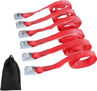 AutoService Rachet Tie Down Straps 6Pk 8Ft 1 Inch 600 Lbs Break Strength Lashing Straps Heavy Duty Cam Lock Buckle Straps for Trucks Cargo Controls Motorcycle/Lawn Equipment/Moving Appliances