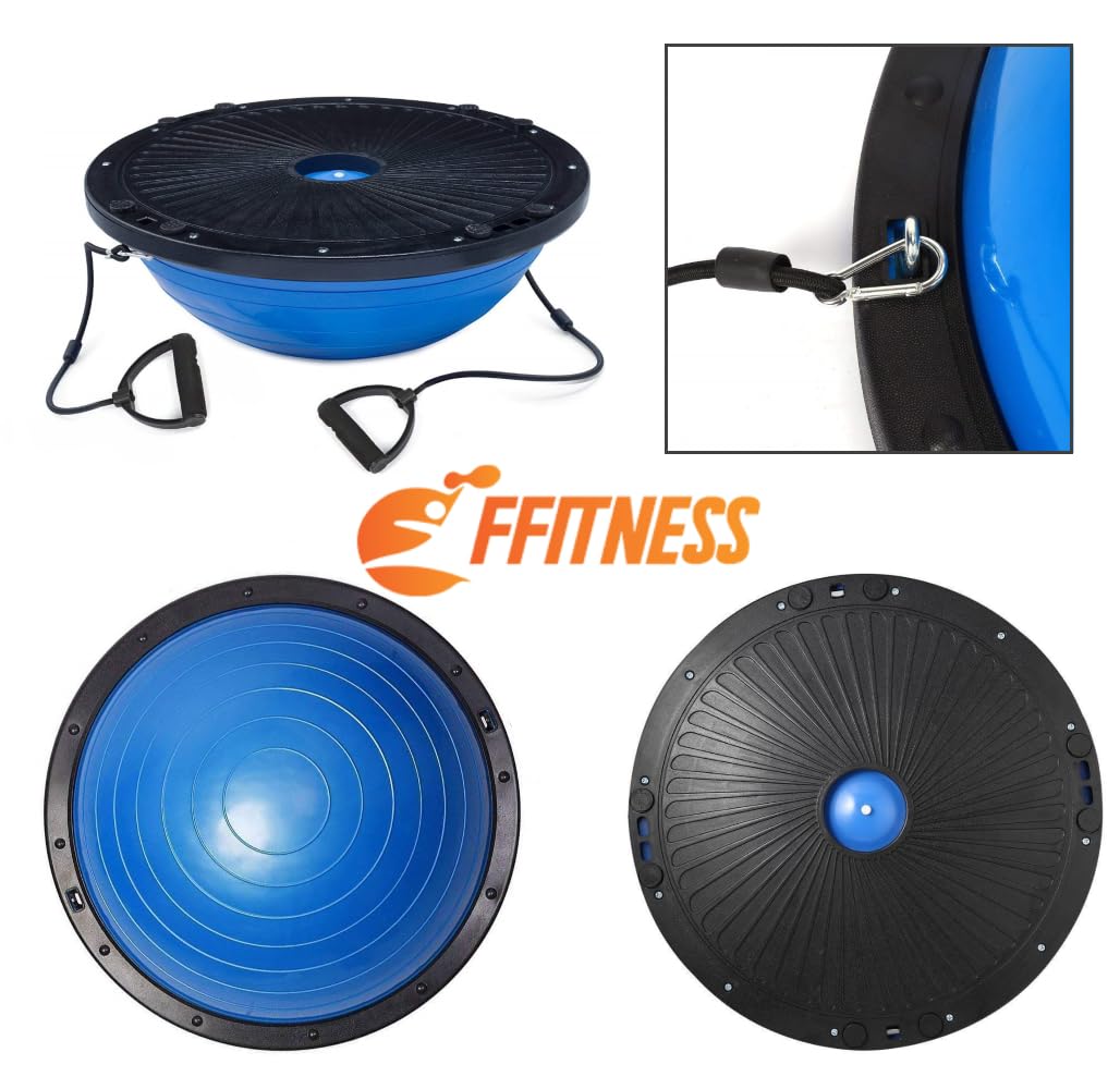 Half Balance Ball with Rope (diametro 60 Cm) + Pompa | Palla Con Elastici Per Home Fitness, Pilates, Yoga, Palestra, Ginnastica