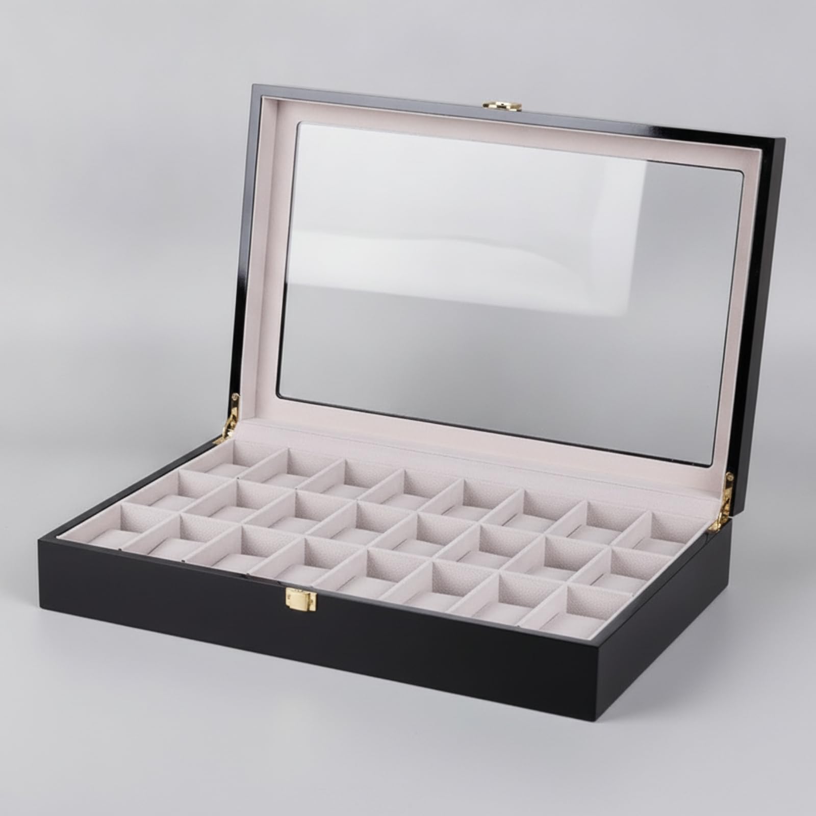Harilla Estuche para Relojes Caja do Expositor Joyero Relojes de Madera Estilo Pulido Exterior Brillante Interior Claro Bisagras Doradas Adecuado para Coleccionistas Mostrador Estantería