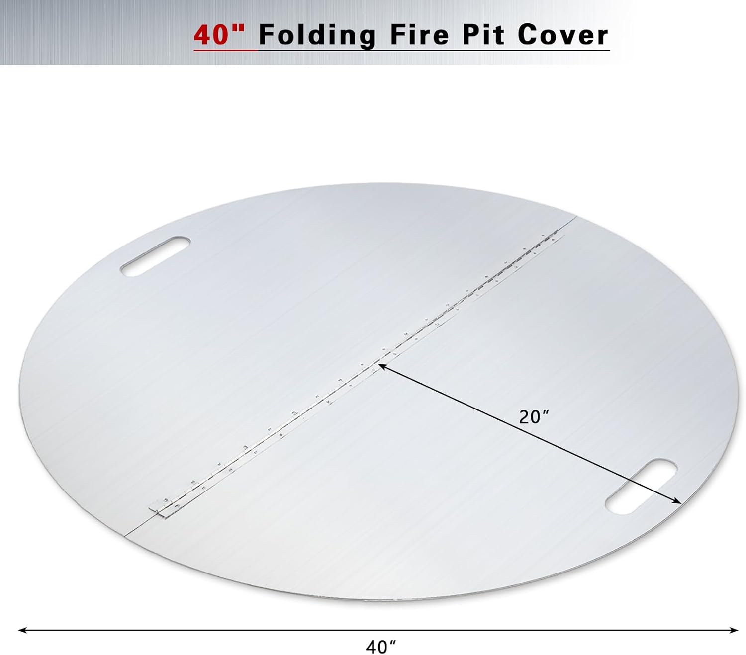 40" Fire Pit Lid Round Foldable Ring Stainless Steel Cover Edge With Built-in Handle Design