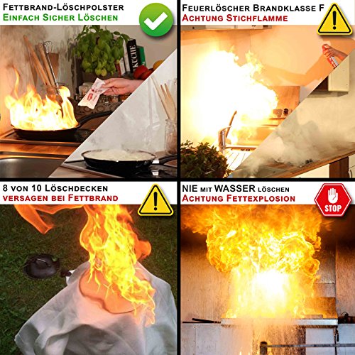 MPST Fettbrand-Löschpolster 2er-Pack Feuerlöscher Brandklasse F Neuentwicklung für Fettbrände in Pfanne Topf Fritteuse im Haushalt - Brandschutz in der Küche - Image 4