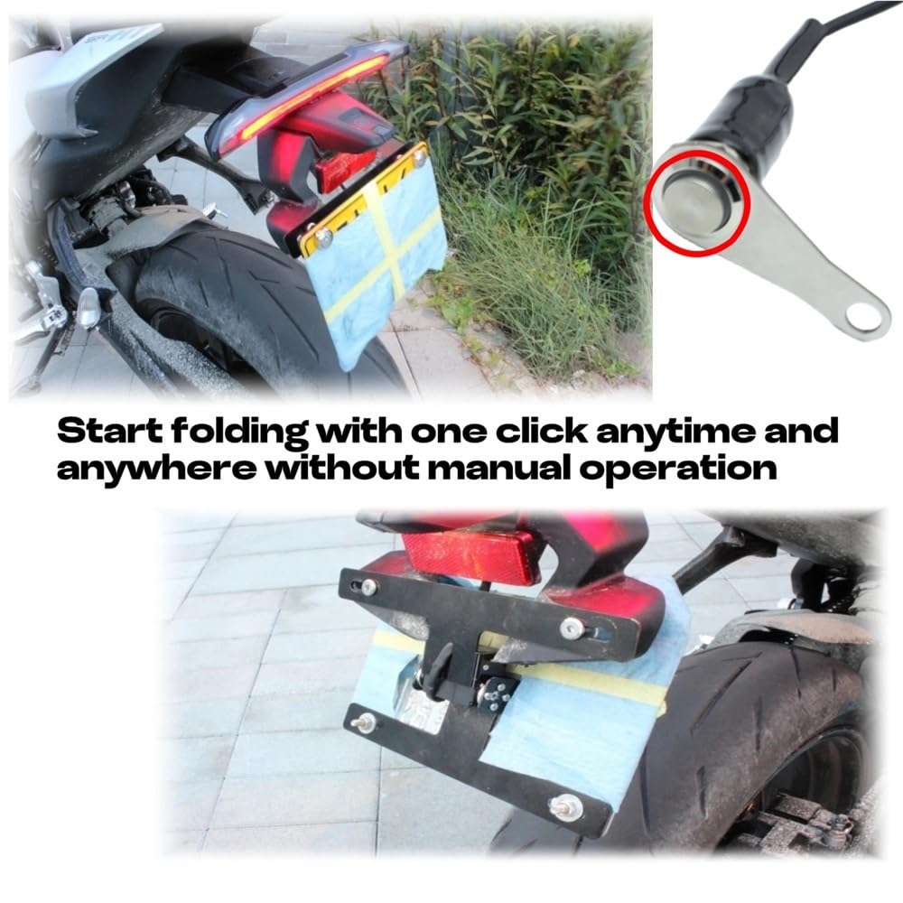 Portatarga Telaio targa pieghevole per moto per accessori neri da 144 mm a 183