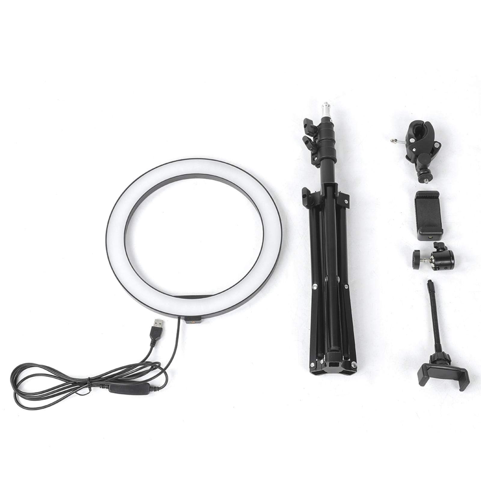 Światło wypełniające pierścienia USB, z możliwością przyciemniania w trzech kolorach, temperatura barwowa 2900 K-5600 K, może być używane do wideo selfie z YouTube i światła wypełniającego, 10 cali