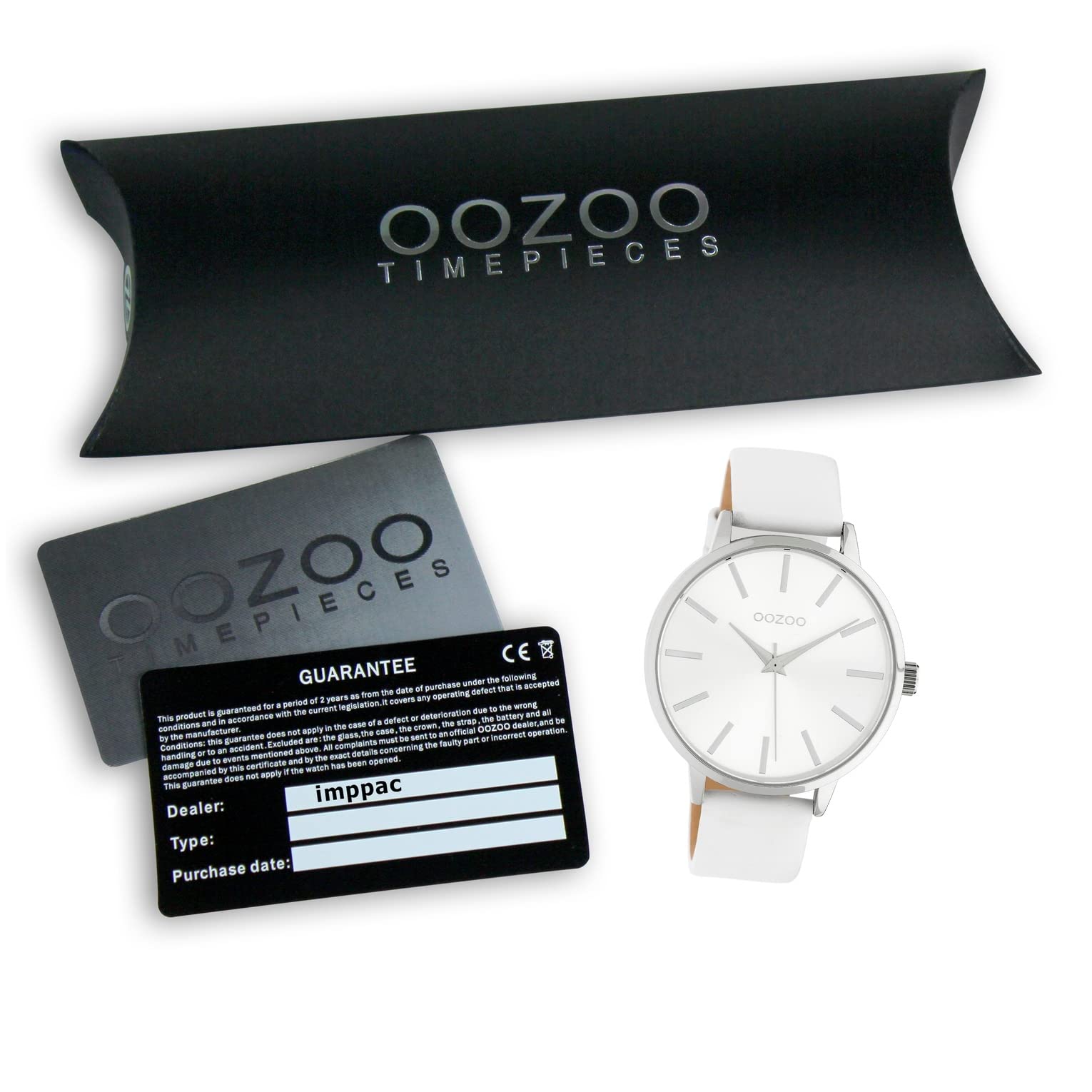 Oozoo zegarek damski ze skórzanym paskiem 42 mm srebrny/biały C10610