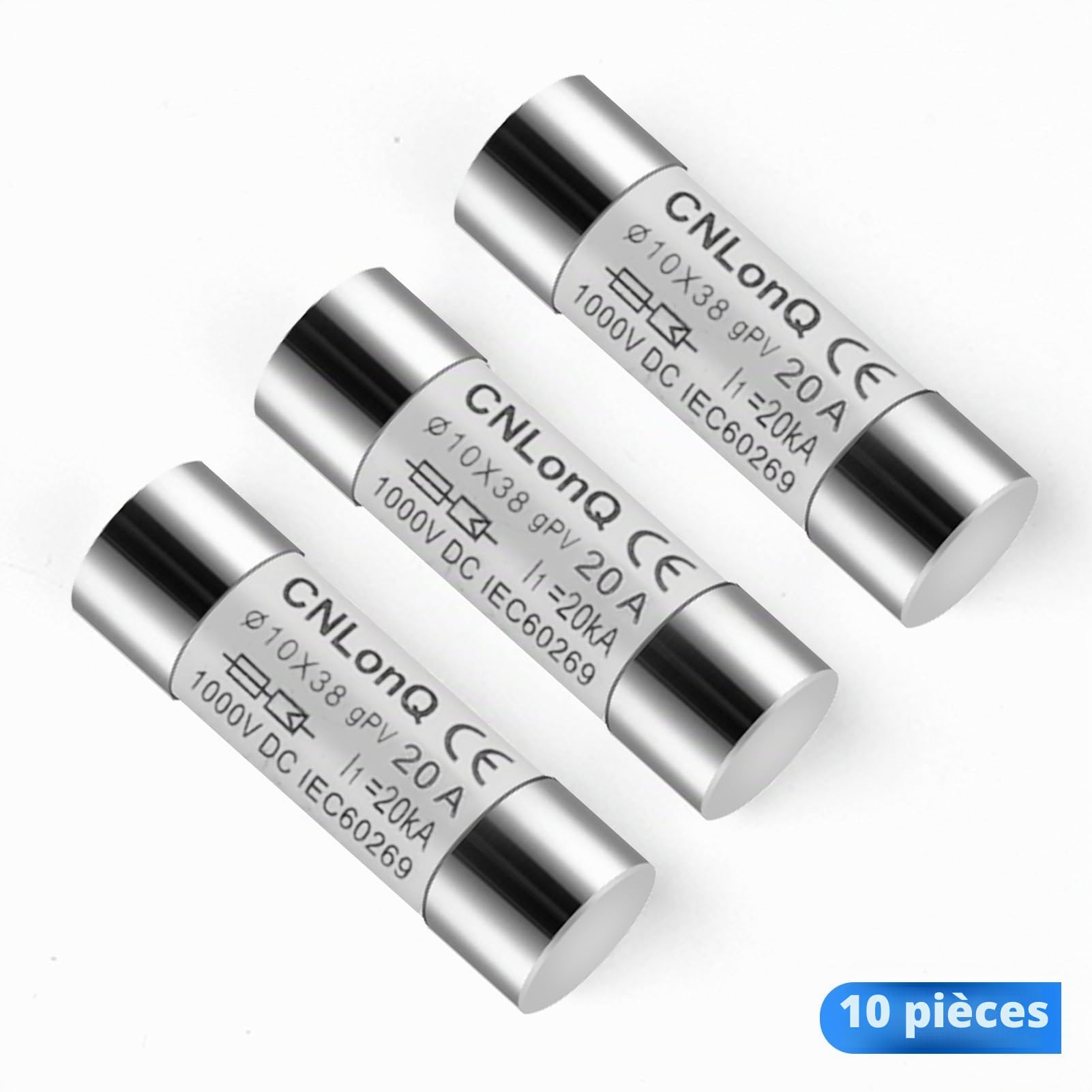 DEWIN Fusible Solaire PV, 10 pièces Photovoltaïque Fusibles gPV Type Fusible Link HSPV-30 10x38mm pour Système Solaire Photovoltaïque 20A DC 1000V