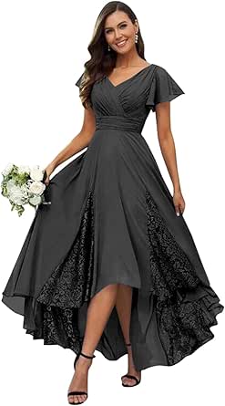 Ethereal A-Line Deep-V-Neck Puff-Sleeve Open-Back Peach Chiffon Floor-Length Mother of the Bride Dresses main image 1