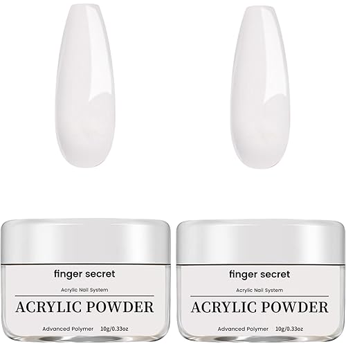 Acrylic Nail Powder Set, Clear & Clear 2PCS Advanced Acrylic Polymer Powder, 10g/0.35oz Each Acrylic Powder for Acrylic Nails
