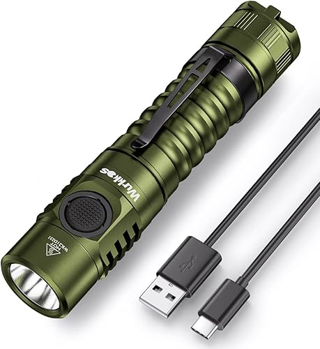 Wurkkos FC11 - Linternas LED recargables de máximo 1300 lúmenes de alta 90CRI, luz de flash EDC con carga USB C, linterna impermeable IP67, tapa