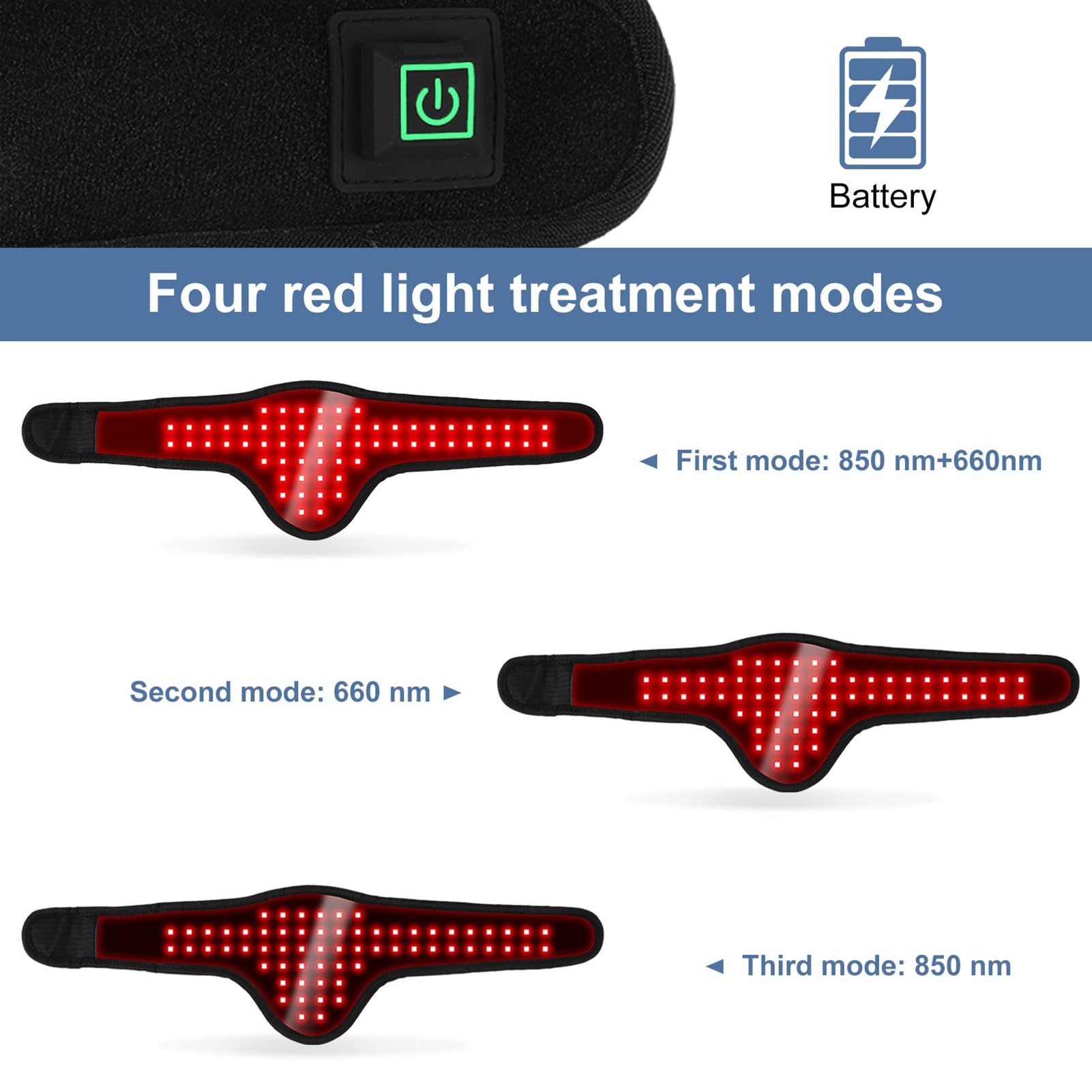 Dispositivo de Terapia física con luz roja, Longitud de Onda de 660 NM + 850 NM, Dispositivo portátil de Terapia con luz infrarroja, para la recuperación del Abdomen, glúteos