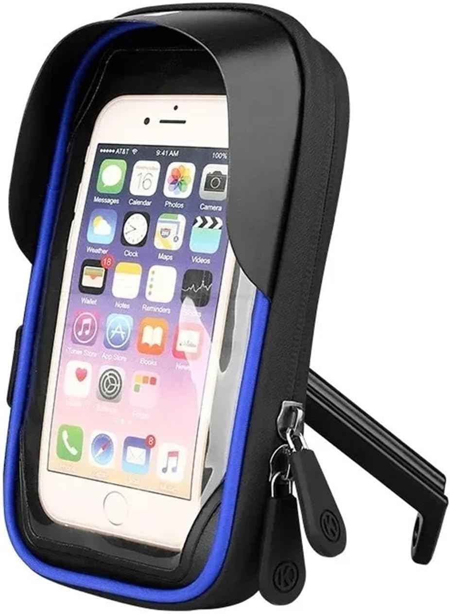 Bike Phone Mount Waterproof 360° Rotation Front Frame Phone Holder Easy Navigation Smartphone Bracket for All Phones Bicycle Phone Holder(Motorcycle Blue)