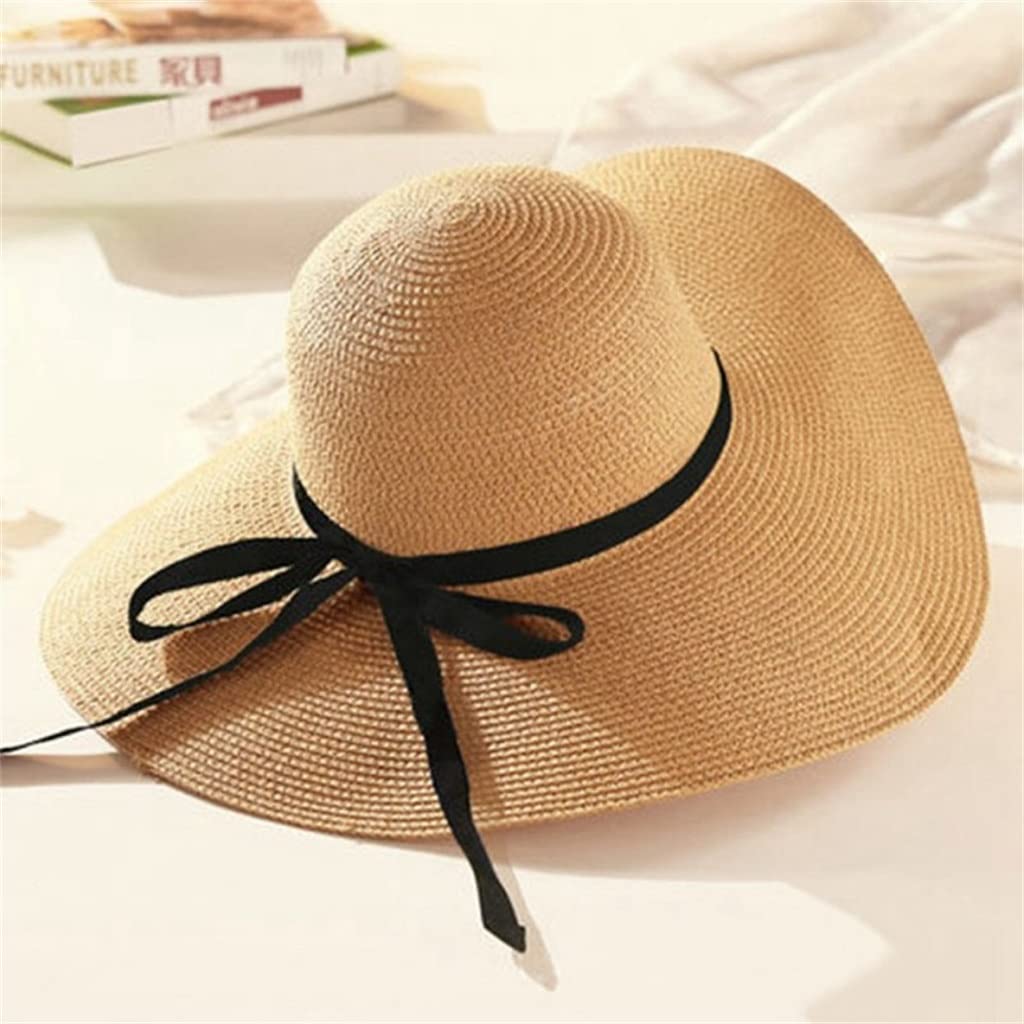 LNNSHX Sommerhut für Damen, Strand, Sonnenhüte, Freizeit, Reise, Outdoor, Urlaub, Zubehör, UV-Schutz (Farbe: Weiß, Größe: 56–60 cm) (Beige 6 7/8)