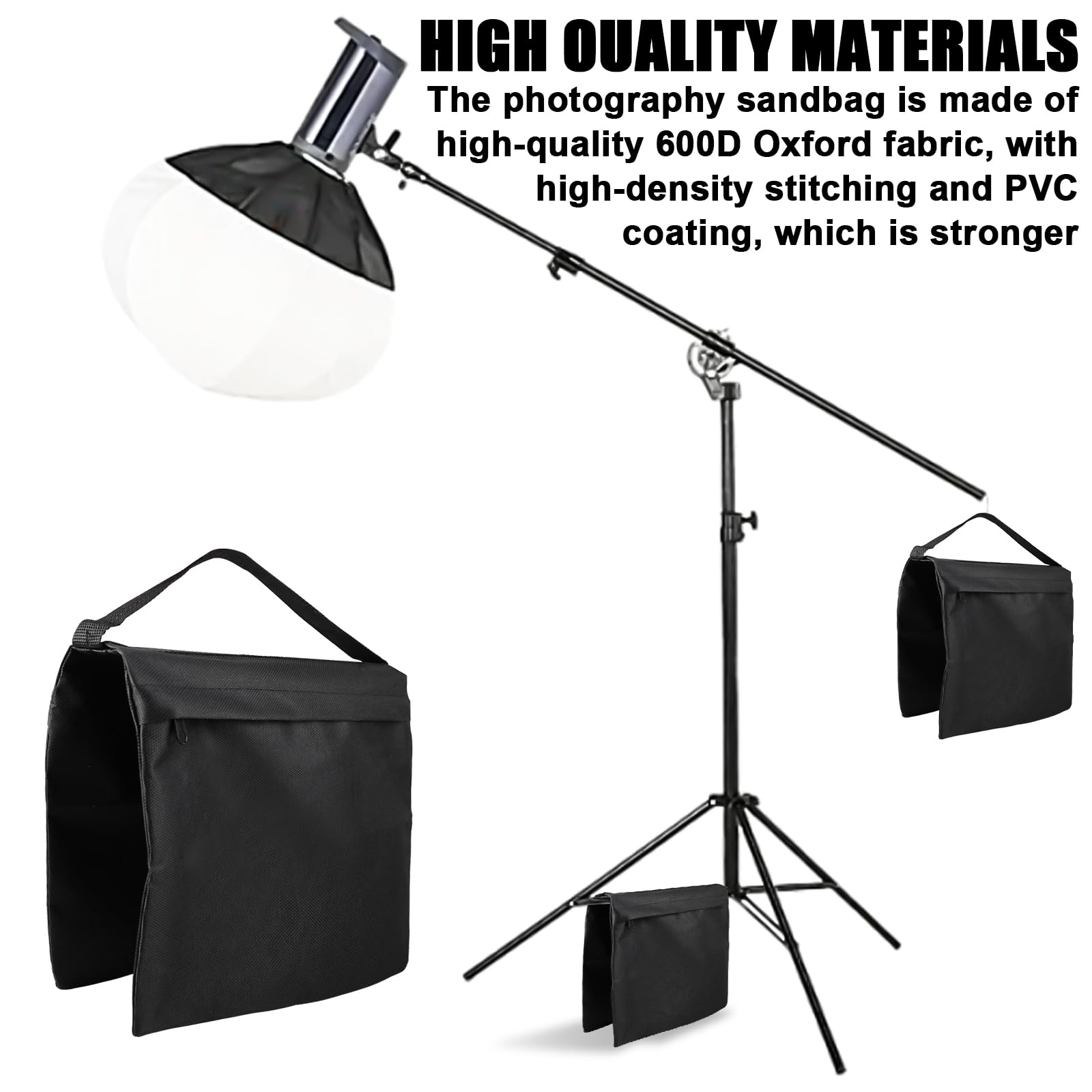 5 sacchi di sabbia per fotografia, 27 x 29 cm, sacco di sabbia con moschettone e sacchetto Ziplock, tessuto Oxford 600D, portata massima: 10 kg, sacco di sabbia vuoto per lampada fotografica,