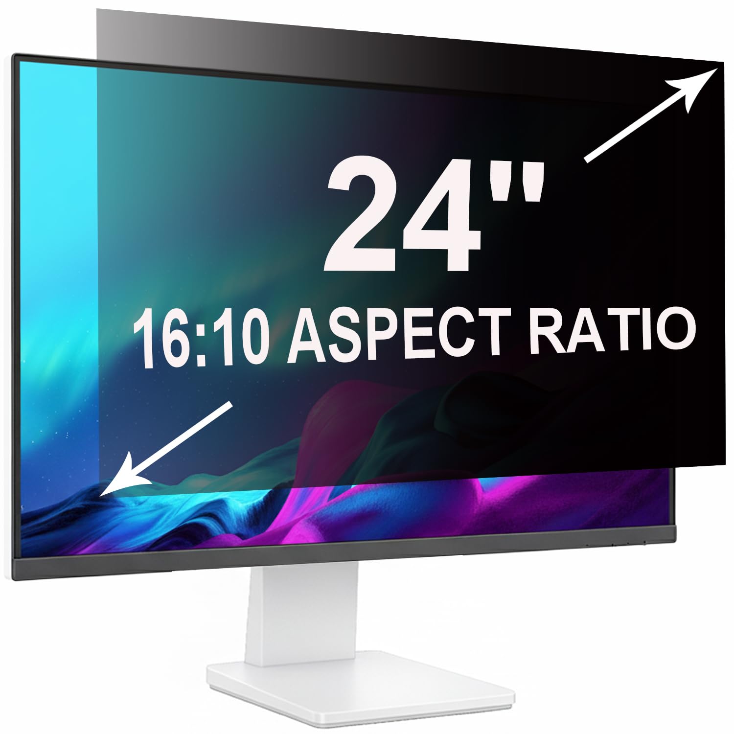 ruord Sichtschutzfolie für 24 Zoll 16:10 (51.9x32.5cm) Monitor - Blaulichtfilter & Blendschutz, Abnehmbar Blickschutzfolie | PC Blickschutzfilter für Büro