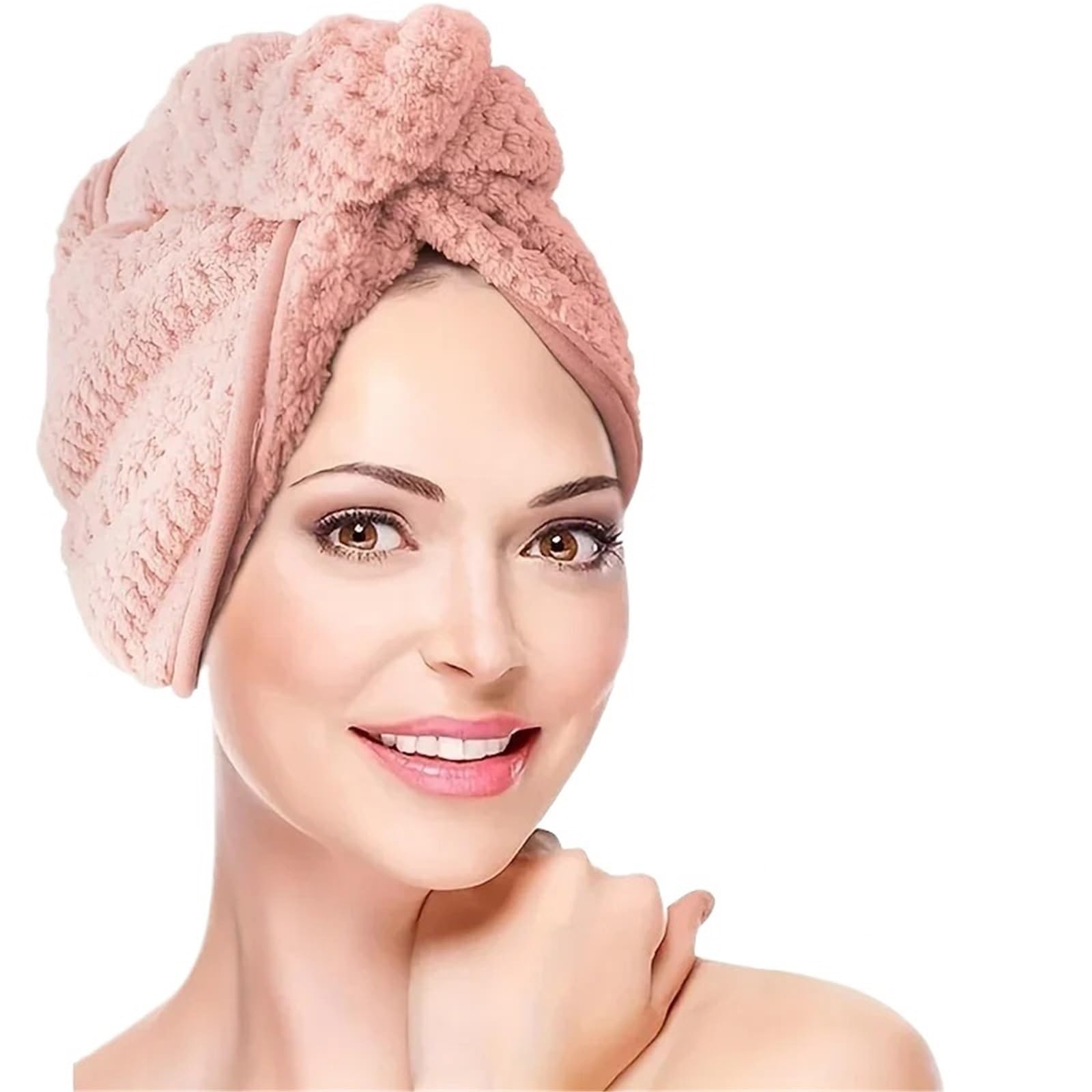 LUYSGBXR Hair Towel Hair Dry Turban Towel Wraps Solid Color Cap Unisex Soft Bath Head Microfiber For Women Quick Drying(Brown)