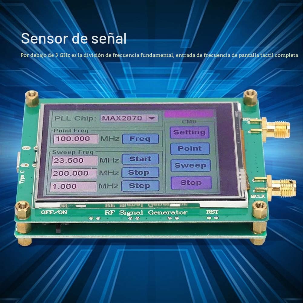 Módulo Generador de Señal MAX2870, Fuente de Señal RF 23.5-6000MHz, Bajo Ruido, Pantalla Táctil, para Pruebas y Comunicaciones por Satélite
