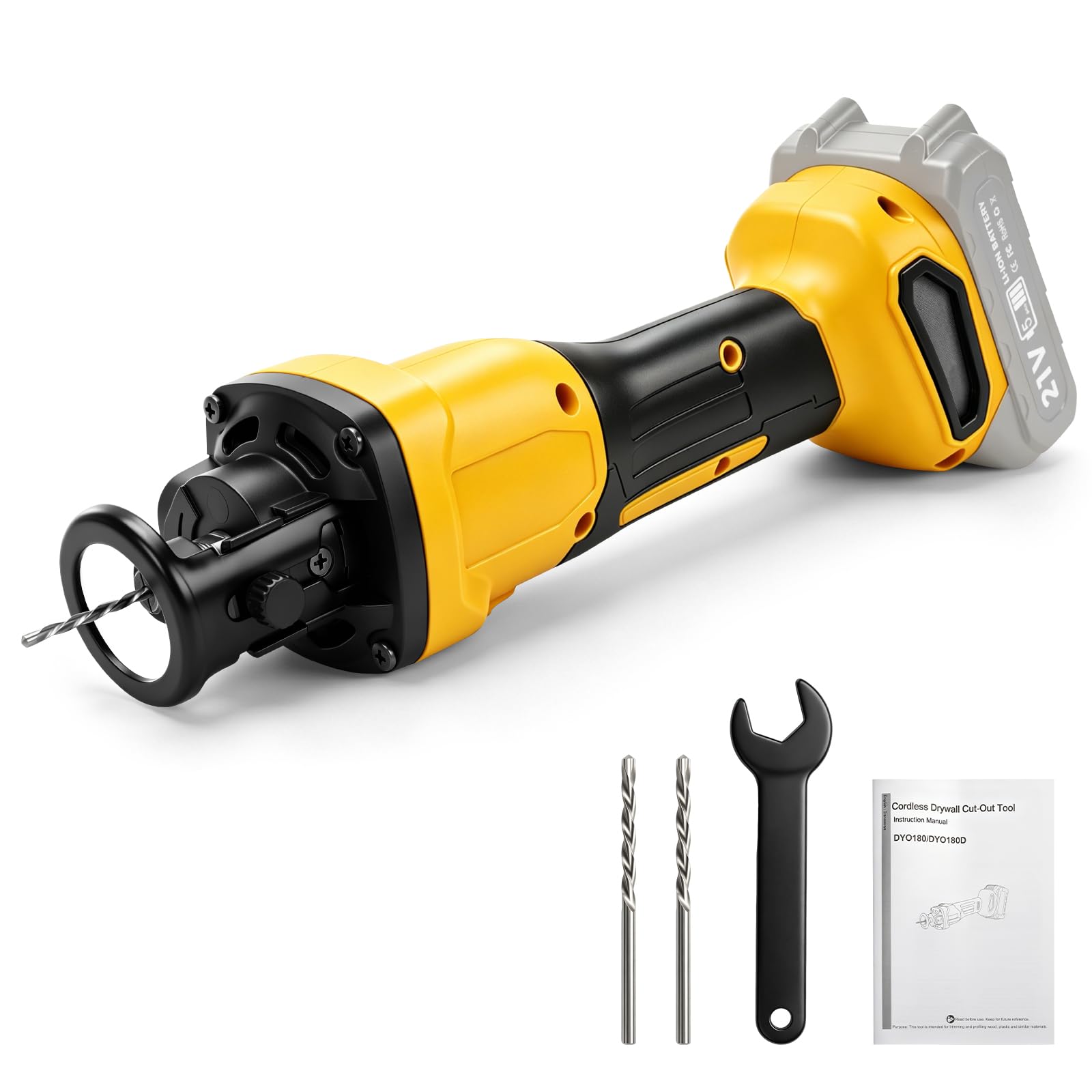Cortador inalámbrico para paneles de yeso compatible con batería Dewalt de 20 V (sin batería), sierra de corte eléctrica sin escobillas para paneles de yeso con 6 velocidades, ajuste de profundidad y