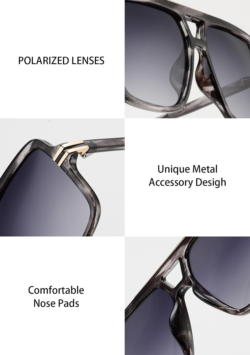 OUWEN Retro Oversized Polarized Square Sunglasses Womens Mens OW2237 image 4