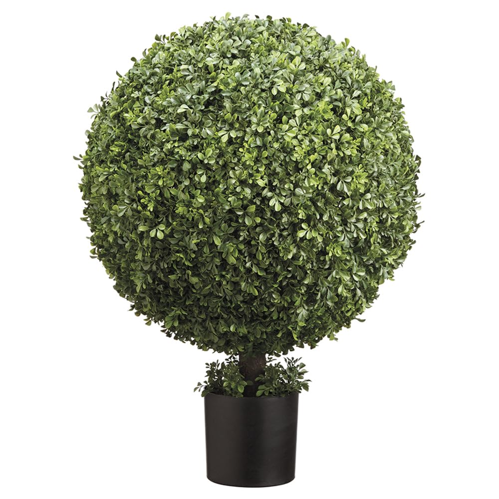 SilksAreForever 3'Hx23 W Boxwood Ball-Shaped Artificial Topiary Tree w/Pot Indoor/Outdoor -Green