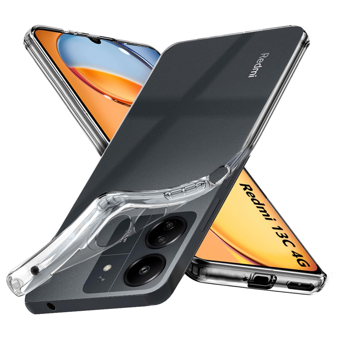 Fashionury Shockproof Crystal Clear Back Cover Case for Redmi 13C 4G | Raised Bumps for Camera & Screen Protection | Transparent Back Cover Case for Mi Redmi 13C 4G (B0CQFV6T19) Amazon Price History, Amazon Price Tracker