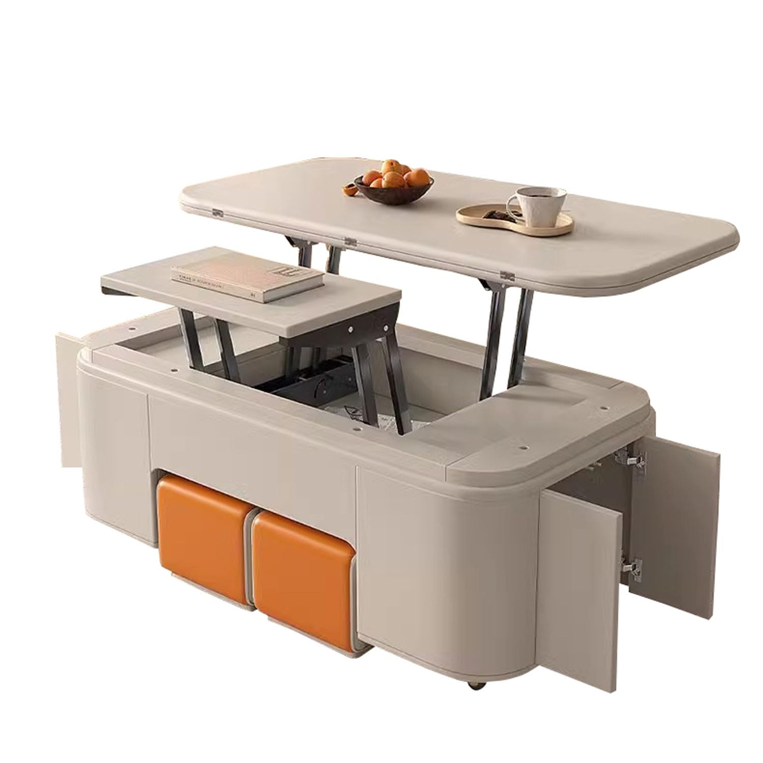 Mesa de centro elevable, mesa de centro de almacenamiento de 1/1,2 m, tres formas, con polea elevadora, mesa de centro multifuncional todo en uno, puede almacenar cosas