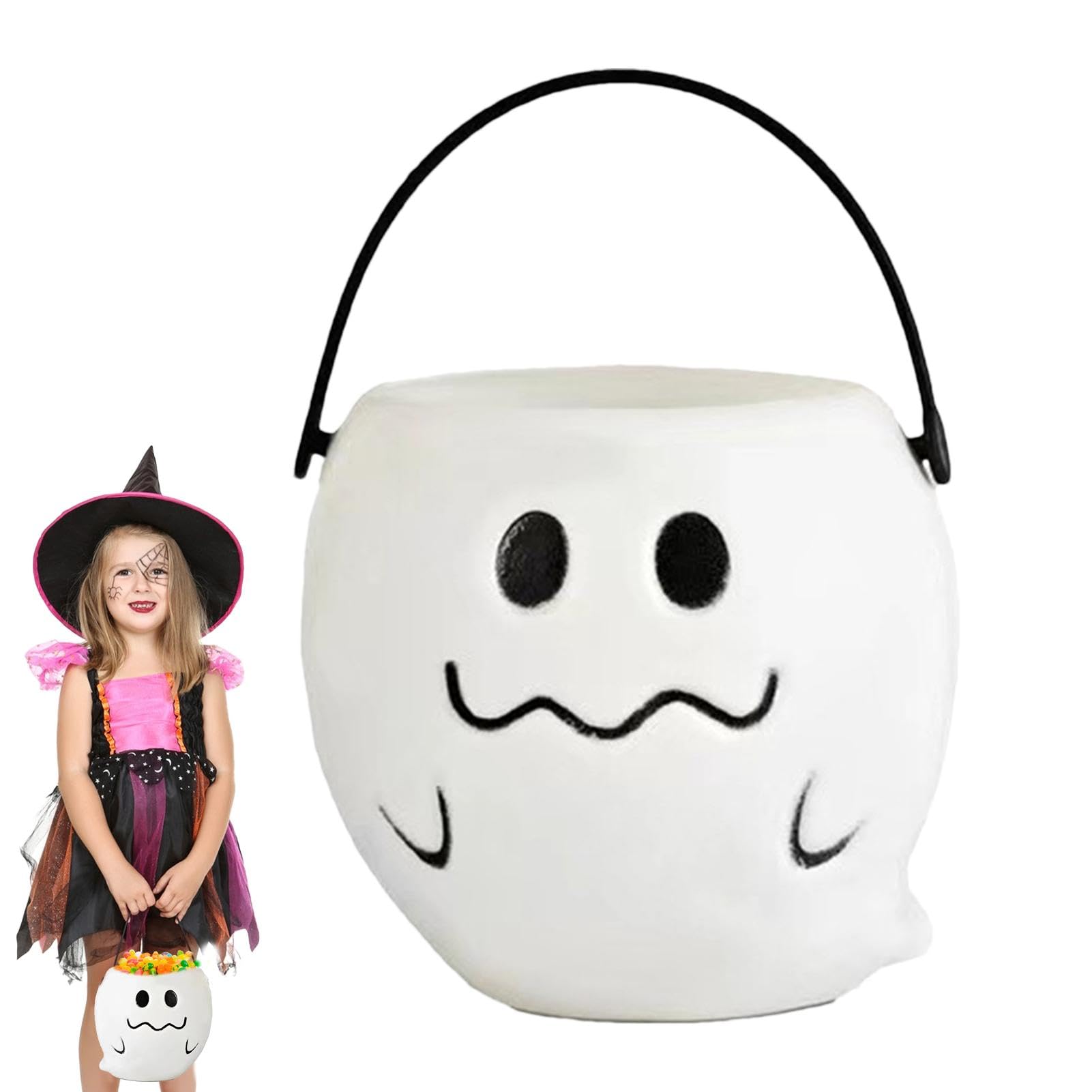 Cubo de dulces de Halloween, cubo de dulces de truco trato, cubo decorativo de dulces de Halloween, cubo de caramelo de calabaza, cubo grande de dulces de Halloween, olla de caramelo de calabaza