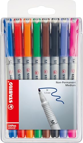 STABILO - Folienstift - OHPen universal - wasserlöslich medium - 8er Pack - mit 8 verschiedenen Farben