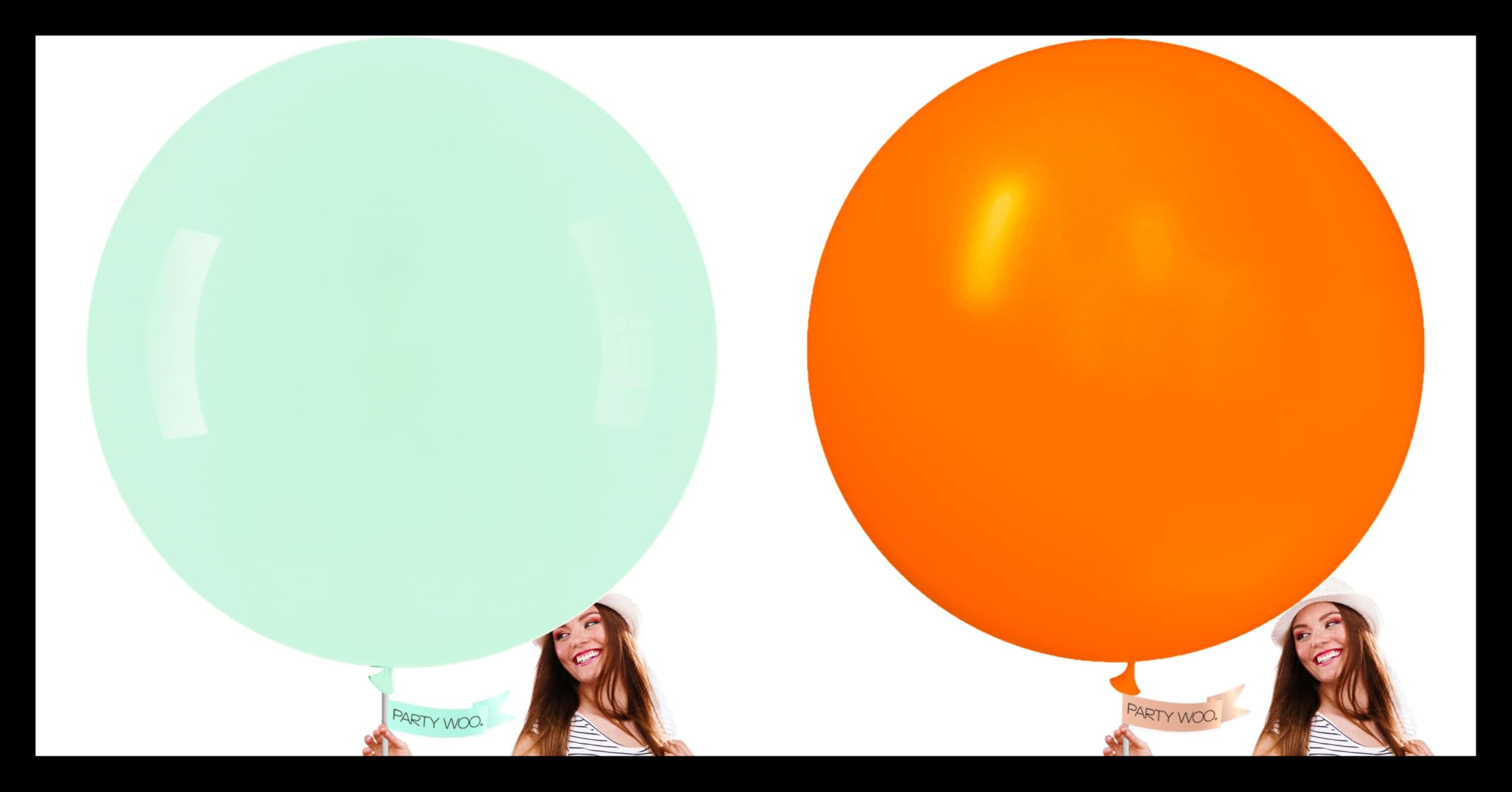 PartyWoo Mint Green Large Balloons 4 pcs and PartyWoo Orange Large Balloons 4 pcs