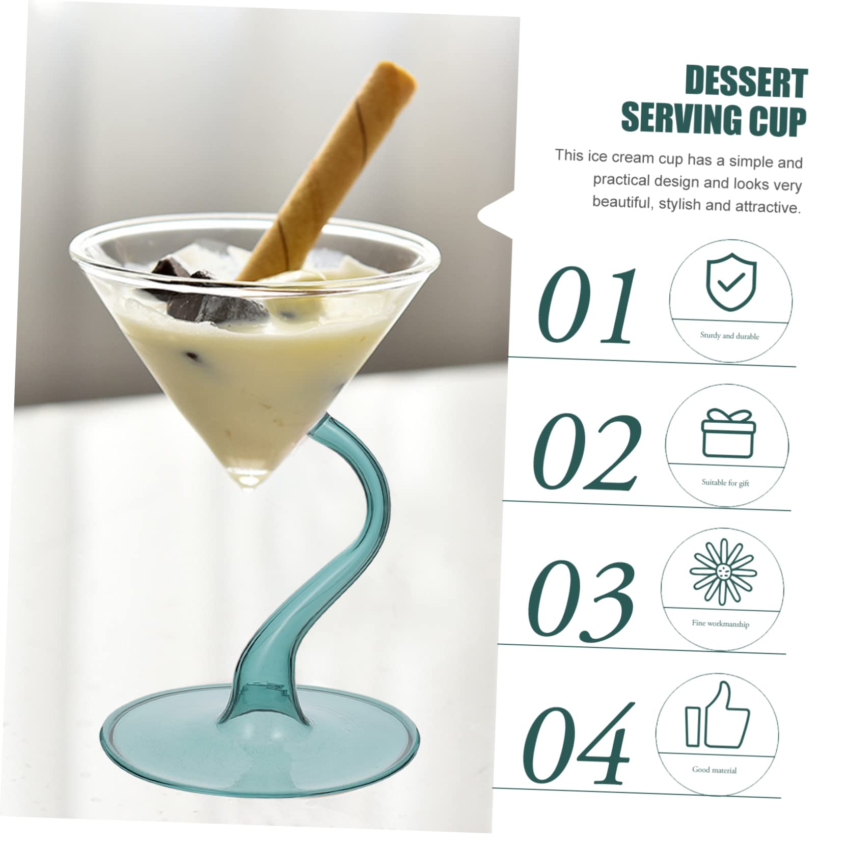 ABOOFAN 2 Pz coppa gelato in vetro tazze di semifreddo bicchieri da martini portafrutta tazza piede calici gelato coppa da cocktail tè al latte bicchiere bevande ciotola da dessert