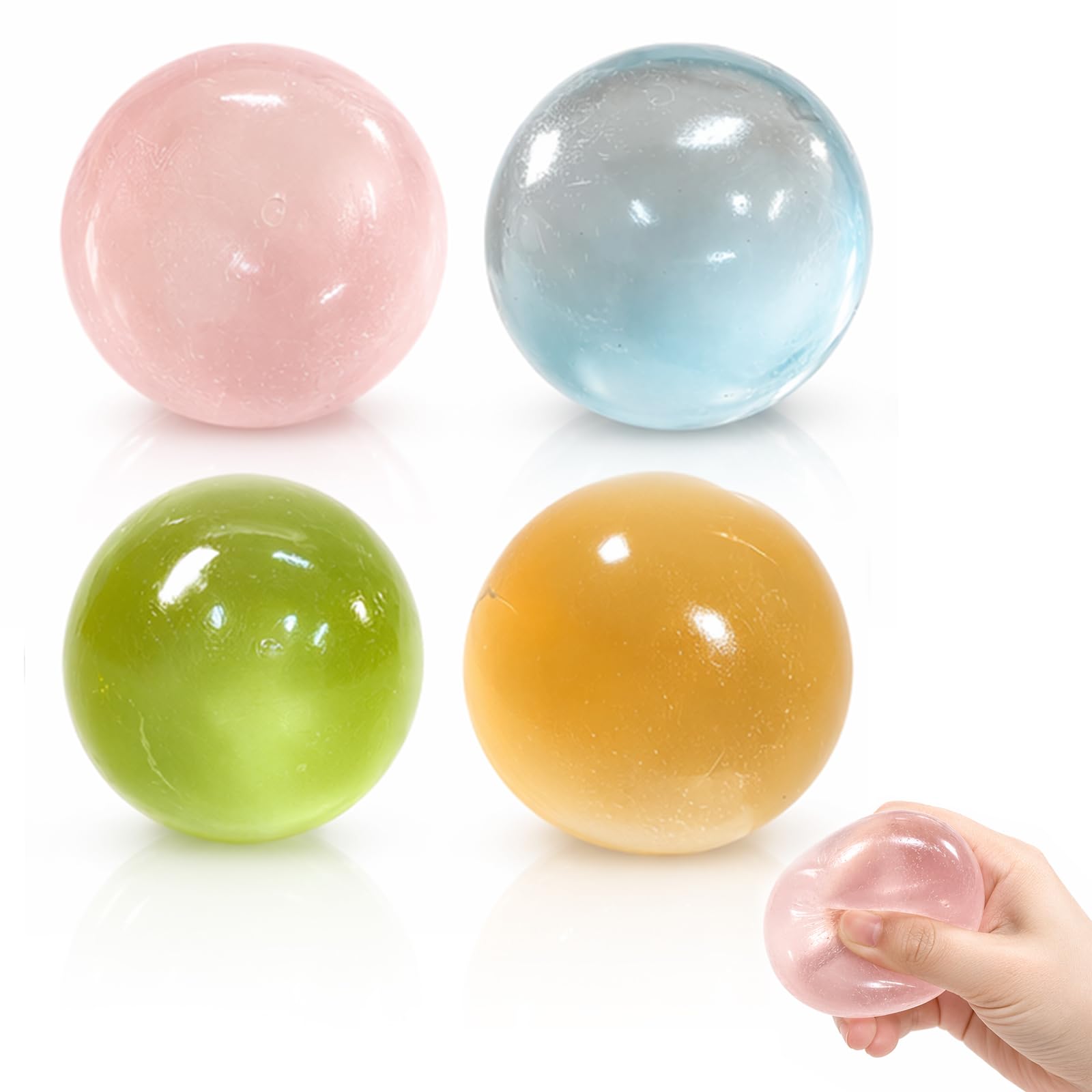 Coconut Oil Squishy, 4 Pcs Fidget Squishy Stress Ball, Cute Squeezy Squishy for Daily Entertainment, Soft Squishy Fidgets for Office Home, Funny Gifts for Adults