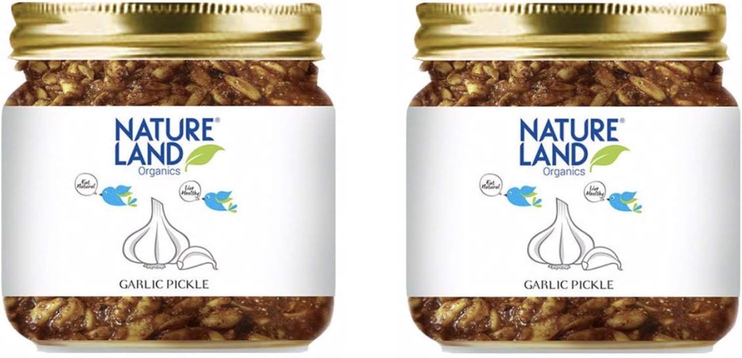 Natureland Organics Garlic Pickle 350 Gm - Organic Healthy Pickles