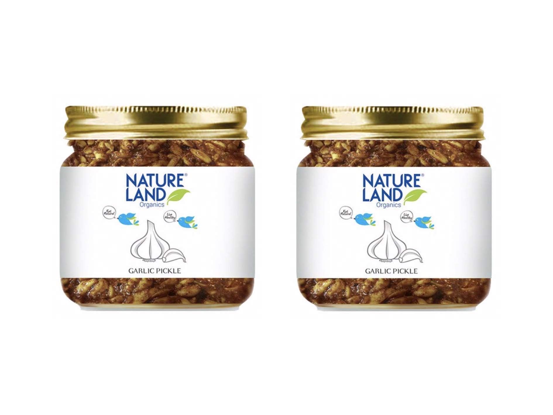 Natureland Organics Garlic Pickle 350 Gm - Organic Healthy Pickles