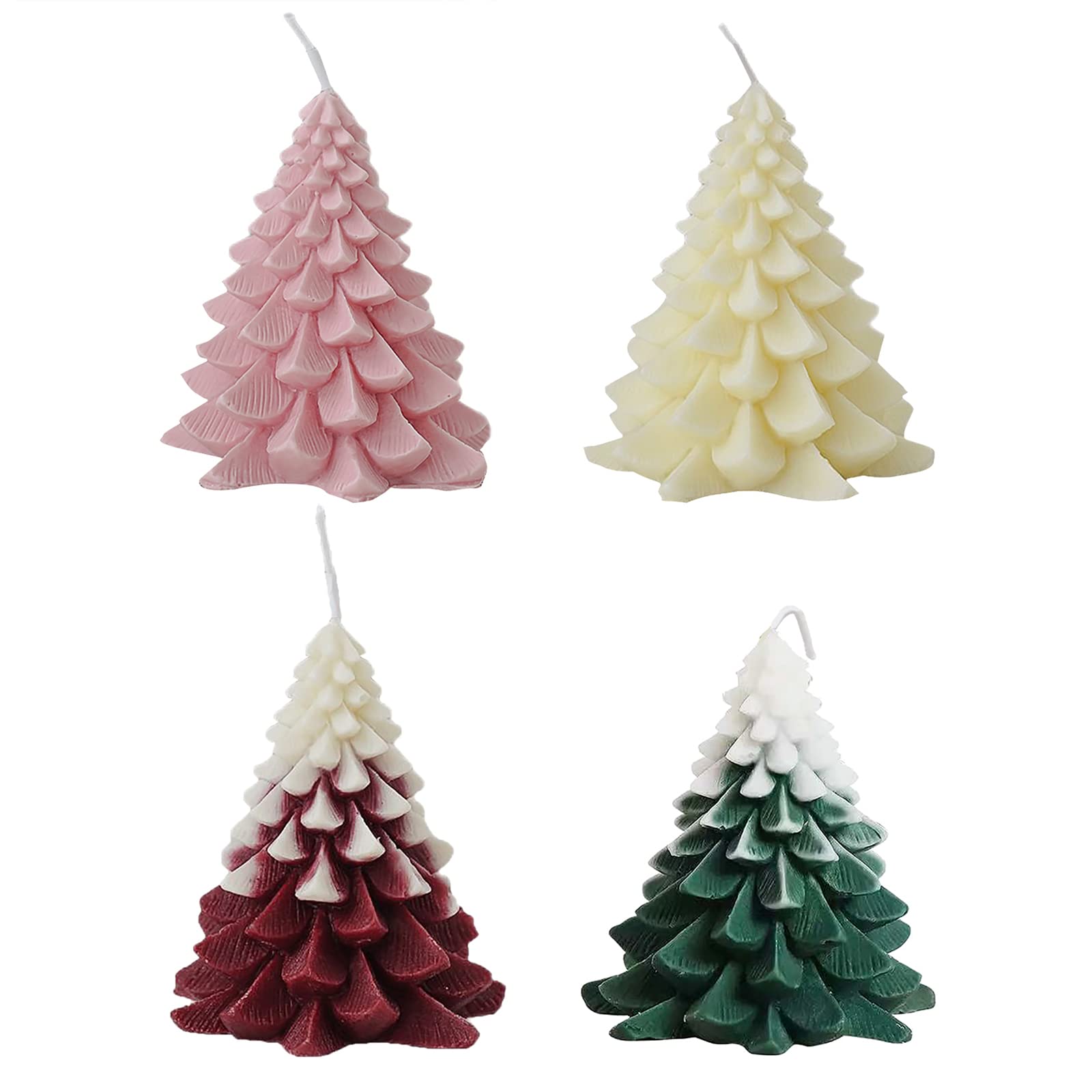 Gladwill Christmas Tree Shaped Candle, 4Pcs Novelty Scented Candle, No Black Smoke, Candlelight Dinner Necessary, Dinner Table Decorative Candle for Birthday Wdding Festival Christmas Party