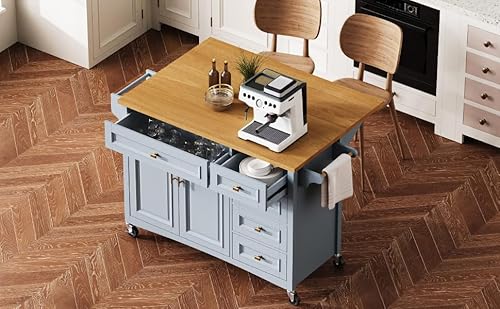 Vivastate Maximize Kitchen Space with Mobile Kitchen Island, Drop Leaf