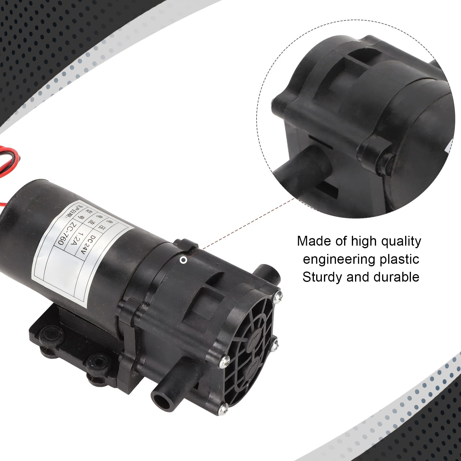 ZC - Bomba de agua para pecera 760, bomba autocebante de alto flujo CC 24 V, bomba de agua de engranajes resistente a altas temperaturas para acuarios y estanques, con caudal de
